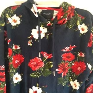Pull over floral hoodie long sleeve beautiful design size large